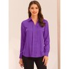 INSPIRE CHIC Women's Elegant V Neck Long Sleeve Office Work Satin Shirt - 3 of 4