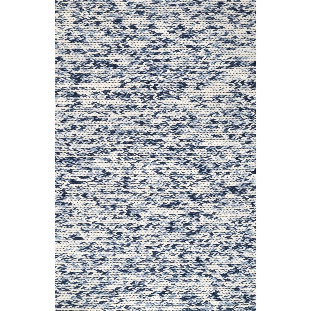 5'x8' Hand Woven Chunky Woolen Cable Area Rug Blue - nuLOOM