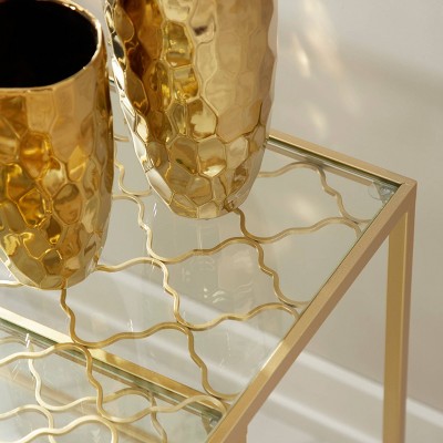Elegant Gold Metal and Clear Glass Nesting Tables - Set of 3