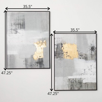 Gray and Gold Abstract Canvas Wall Art Set of 2