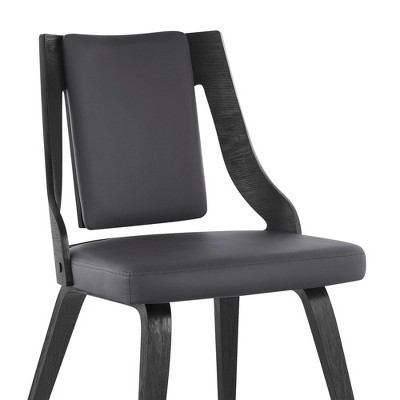 Gray Faux Leather and Black Wood Side Chair Set