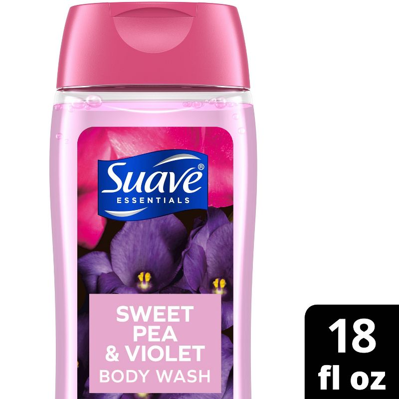 Suave Essentials Sweet Pea &#38; Violet Hydrating Body Wash Soap for All Skin Types - 18 fl oz, 1 of 9