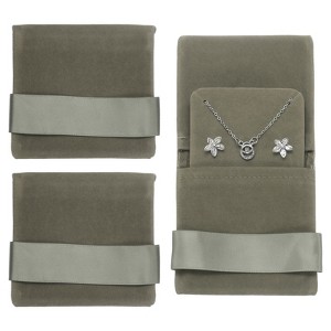 Unique Bargains Velvet Storage Ring Necklace Jewelry Pouches with Insert Pad 3.5" x 3.3" 3 Pcs - 1 of 4