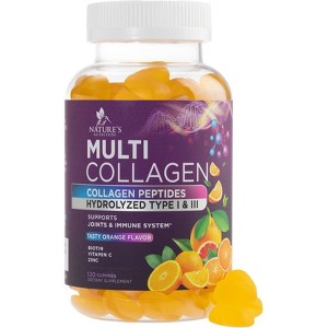 Collagen Gummies for Women with Vitamin C, Zinc & Biotin - Hydrolyzed Protein Type 1 & 3 Multi Collagen Peptides Supplement - 120 Gummies - 1 of 4