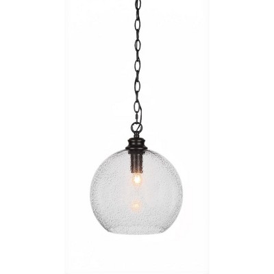 Toltec Lighting Kimbro 1 - Light Pendant in  Matte Black with 11.75" Smoke Bubble Shade