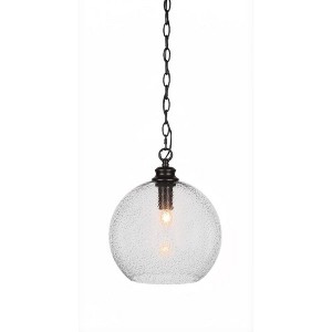 Toltec Lighting Kimbro 1 - Light Pendant in  Matte Black with 11.75" Smoke Bubble Shade - 1 of 1