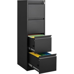 3/4 Drawer File Cabinet with Lock, Metal Storage Cabinet for A4/Letter/Legal Size Documents | Fully Assembled Steel File Cabinet - 1 of 4