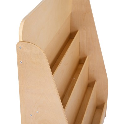 Natural Wood Kids Book Storage Shelf with Curved Edges