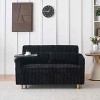 Multi-Functional Black Corduroy Convertible Sofa with Pull-Out Bed, Movable Tabletop & USB Charging Ports – Perfect for Living Rooms and Bedrooms - 2 of 4