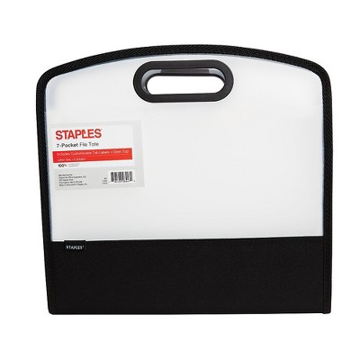 Staples Plastic 7-Pocket File Tote Letter Black (51814) TR51814-US