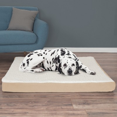 Large Tan Orthopedic Memory Foam Dog Bed with Washable Cover