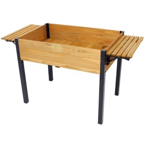 YONWAY Elevated Raised Garden Bed, Metal Leg Wood Planter Boxes with Folding Storage Shelf for Growing Herbs, Vegetables, Flowers - 1 of 4