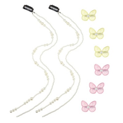 Unique Bargains Long Tassel Faux Pearl Hair Chain 2Pcs