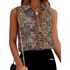Zeagoo Button Down Shirt for Women Flower Tank Tops Summer Linen Shirts Sleeveless Collared Shirts - 3 of 4