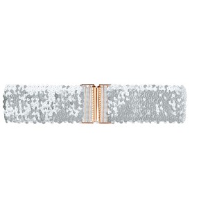 Allegra K Womens Elastic Waist Belt Sequins Decor Metal Interlock Buckles Belts for Dresses 1 Pc - 1 of 4