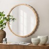 LuxenHome 31.5-Inch Round Wall Mirror Natural Wood Scalloped Frame Circle Wall Mounted Decorative Wavy Mirror for Bathroom Bedroom Entryway Brown - 2 of 4