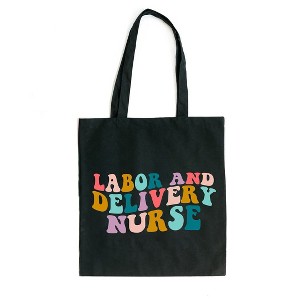 City Creek Prints Labor And Delivery Nurse Wavy Bright Colorful Canvas Tote Bag - 1 of 2
