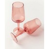 Slickblue Handcrafted Wine Glasses, 15oz Capacity, Set of 2 – Blush with Pebbled Glass Texture - 2 of 4