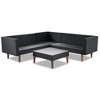 Nestfair 4pc Wicker Outdoor L-Shaped Sectional Sofa Set with Gray Cushions Black - 4 of 4