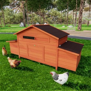 KTMBDW Chicken Coop Large Wooden Outdoor Bunny Hen Cage with 2 Sides Door, Tray Garden Backyard Pet House Chicken Nesting Box ,Red Brown - 1 of 4