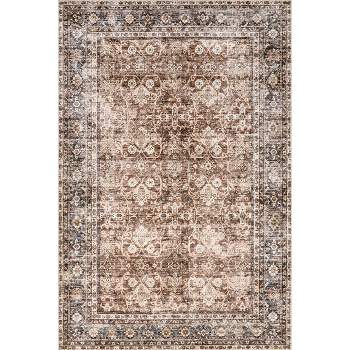 nuLOOM Freesia Faded Floral Stain-Resistant Machine Washable Area Rug