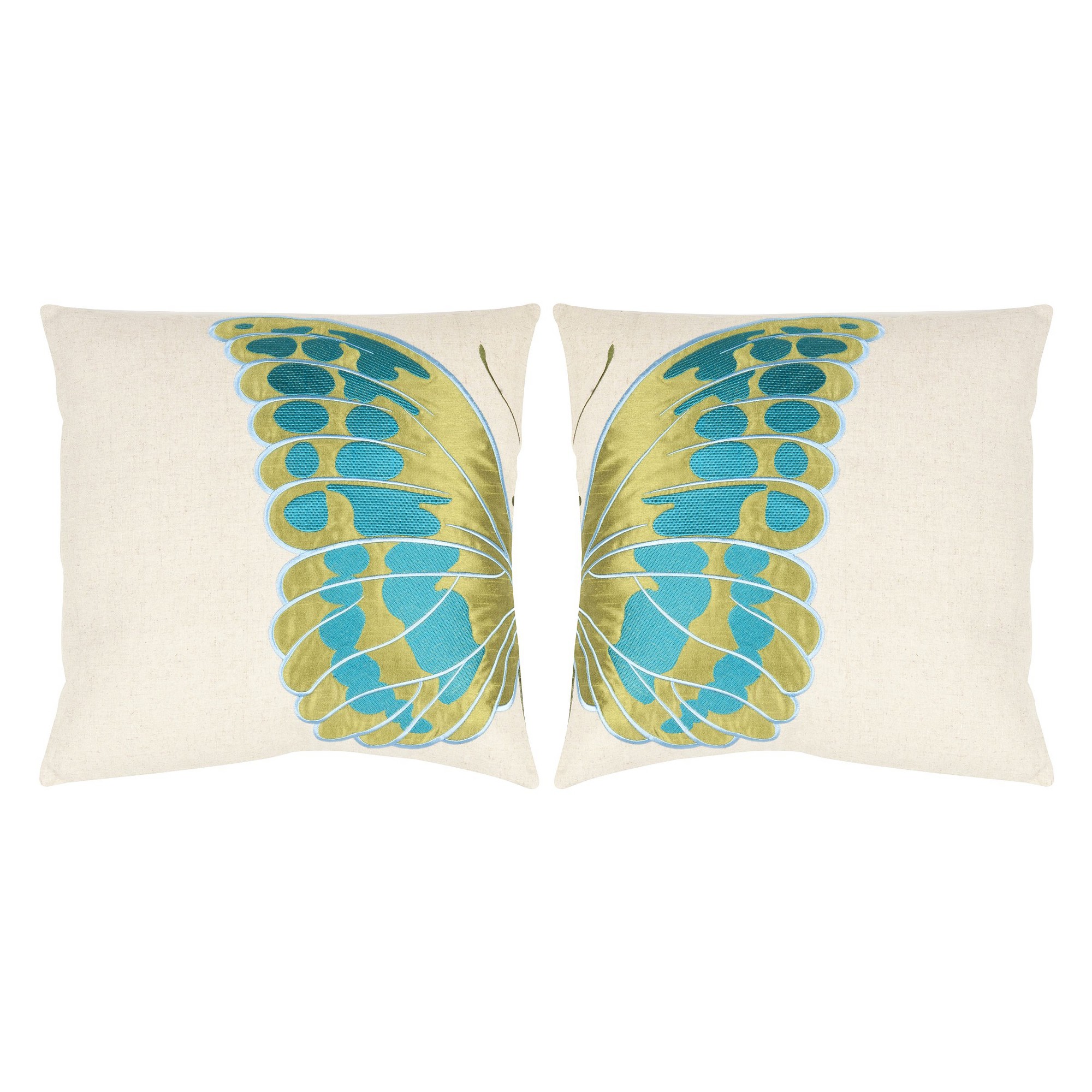'Cream Indra Blue-Wing Throw Pillow (18''x18'') - Safavieh'
