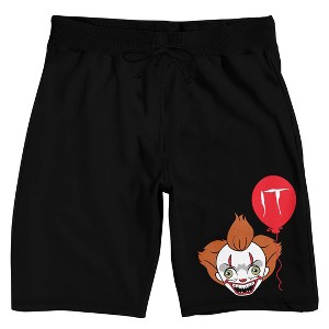 IT (2017) Pennywise with Balloon Men's Black Graphic Sleep Shorts - 1 of 4