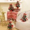 4 Pack 12 Inch Table Top Christmas Tree with Lights Basket Base Snowy Red Bows Berries - 4 of 4