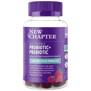 New Chapter All Flora Probiotic+ Prebiotic Gummies - Raspberry - 60ct - 1 of 4