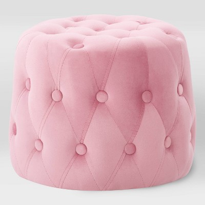 Lynwood Velvet Round Tufted Pouf Pink - CorLiving