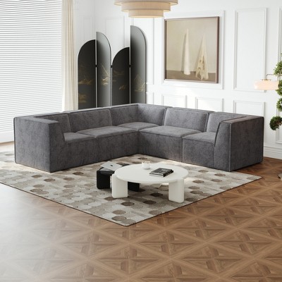 NicBex Couches for Living Room Modular L-Shaped Sectional Sofa Luxury Floor Couch Chenille Fabric Upholstered Sofa, 5 PC Free Combination