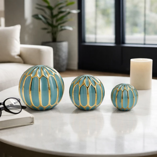 Patterned Ceramic Orbs, Set of 3
