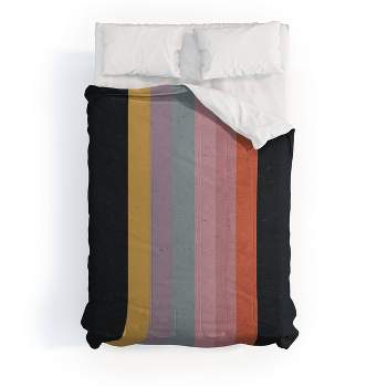 Deny Designs Emanuela Carratoni Retro Rainbow Comforter Bedding Set Black