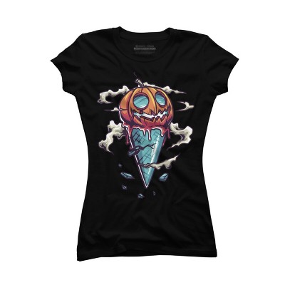 Junior's Design By Humans ice cream halloween By onemoredesign T-Shirt