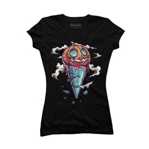 Junior's Design By Humans ice cream halloween By onemoredesign T-Shirt - 1 of 2