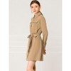 Allegra K Women's Contrast Stitch Button Up Belted Long Sleeves Shirt Dress - 2 of 4