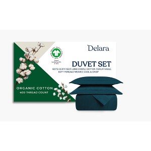 Delara GOTS Certified 100% Organic Cotton Percale Duvet Cover with Sham, Ultra Soft, Smooth & Breathable - 1 of 4