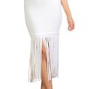 Slickblue Women's Sleeveless Fringe Midi Dress, Bodycon Fit, Stretch Jersey Fabric, 4 Color Options, Size S-L - 3 of 4