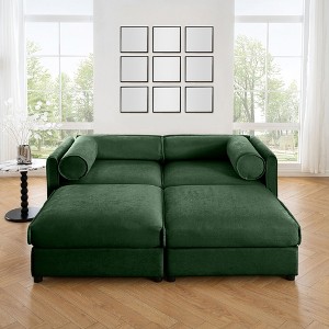 CAVINAS Modern Sectional Sofa with 2 Seats and 2 Ottomans,Convertible Modular Couch with Under-Sofa Storage,Couch for Living Room,2x Corner,Green - 1 of 4