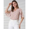 INSPIRE CHIC Women's Casual Elbow Sleeve V Neck Floral Print Blouse - 2 of 4