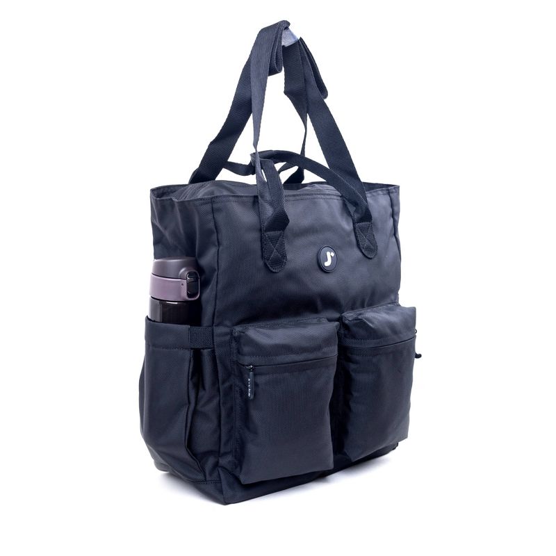 JWorld Timo12&#34; Tote - Black: Gender Neutral Work Bag, Recycled Water Resistant, Adjustable Strap, 3 of 6