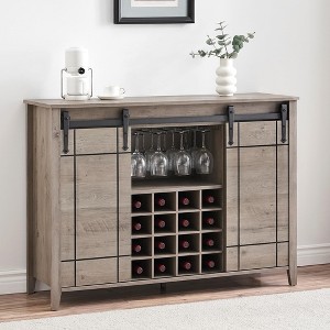 Coffee Bar Cabinet with Storage,47" Wine Bar Cabinet with Sliding Barn Door - 1 of 4