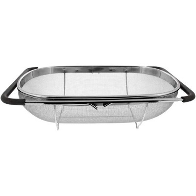 Over the Sink Colander Strainer Basket Stainless Steel, For Kitchen Sink with Rubber Grip, Fine Mesh, Large Kitchen Gadgets Tools