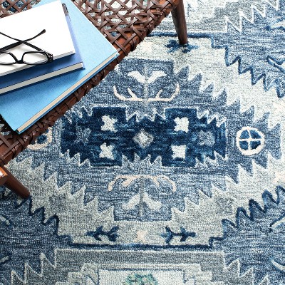 Hand-Tufted Blue and Gray Wool Silk 4' x 6' Area Rug