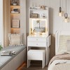 TIRAMISUBEST Small Space Vanity Table Set with 3 Adjustable Lighted Mirror and Storage Chair, Makeup Vanity Table for Small Space - 2 of 4