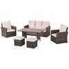 Outsunny 6 PCS Patio Dining Set All Weather Rattan Wicker Furniture Set with Wood Grain Top Table and Soft Cushions - 4 of 4