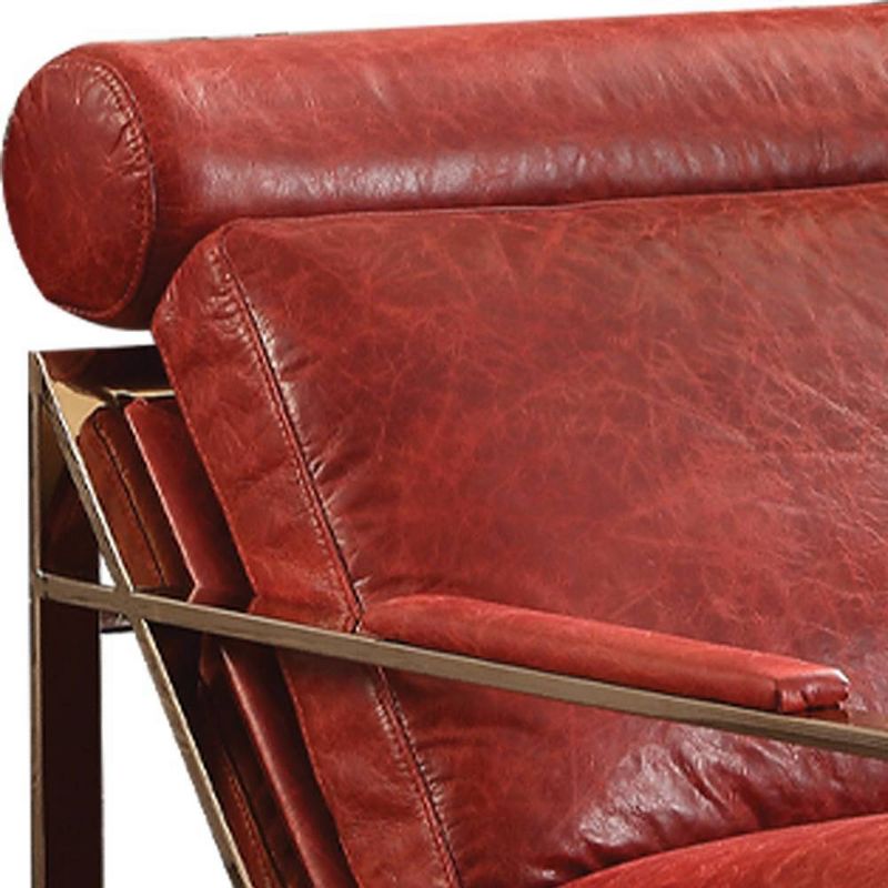 29&#34; Quinto Accent Chair Antique Red Top Grain Leather/Stainless Steel - Acme Furniture, 2 of 8
