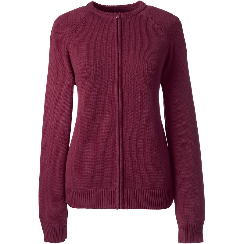 Lands' End School Uniform Women's Cotton Modal Zip-front Cardigan Sweater, 1 of 3