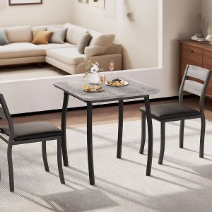 3 Piece Dining Table Set, with Metal Frame & Wood Tabletop - 1 of 4