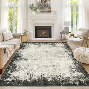 Area Rug Washable Soft Modern Bordered Abstract Rugs Low Pile Non-Slip Foldable Throw Rug Carpet Dining Room Home - 1 of 4